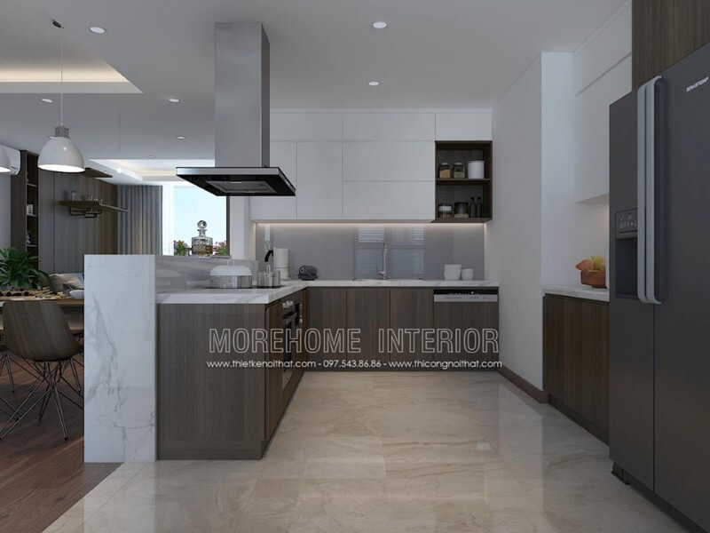 Bố trí đồ nội thất bếp chung cư khoa học tiện nghi Thiết kế nhà bếp đẹp